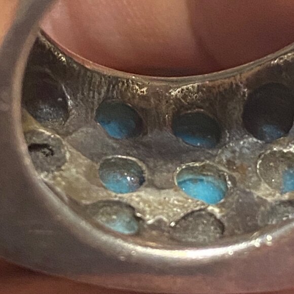 Ring Size 7.5 Blue Turquoise Sterling Silver 925 Women Semi-Precious Stone - Picture 7 of 11